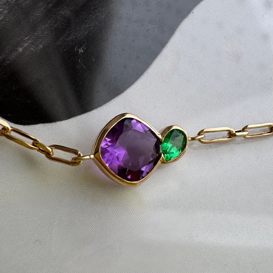 BALANCE : アメシスト・グリーンガーネット  ブレスレット